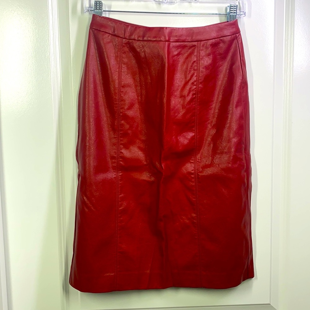 H&M - Red Faux Leather Pencil Skirt Size 4